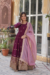 Premium Designer Star Georgette With Embroidery Zari Sequence Work Gown